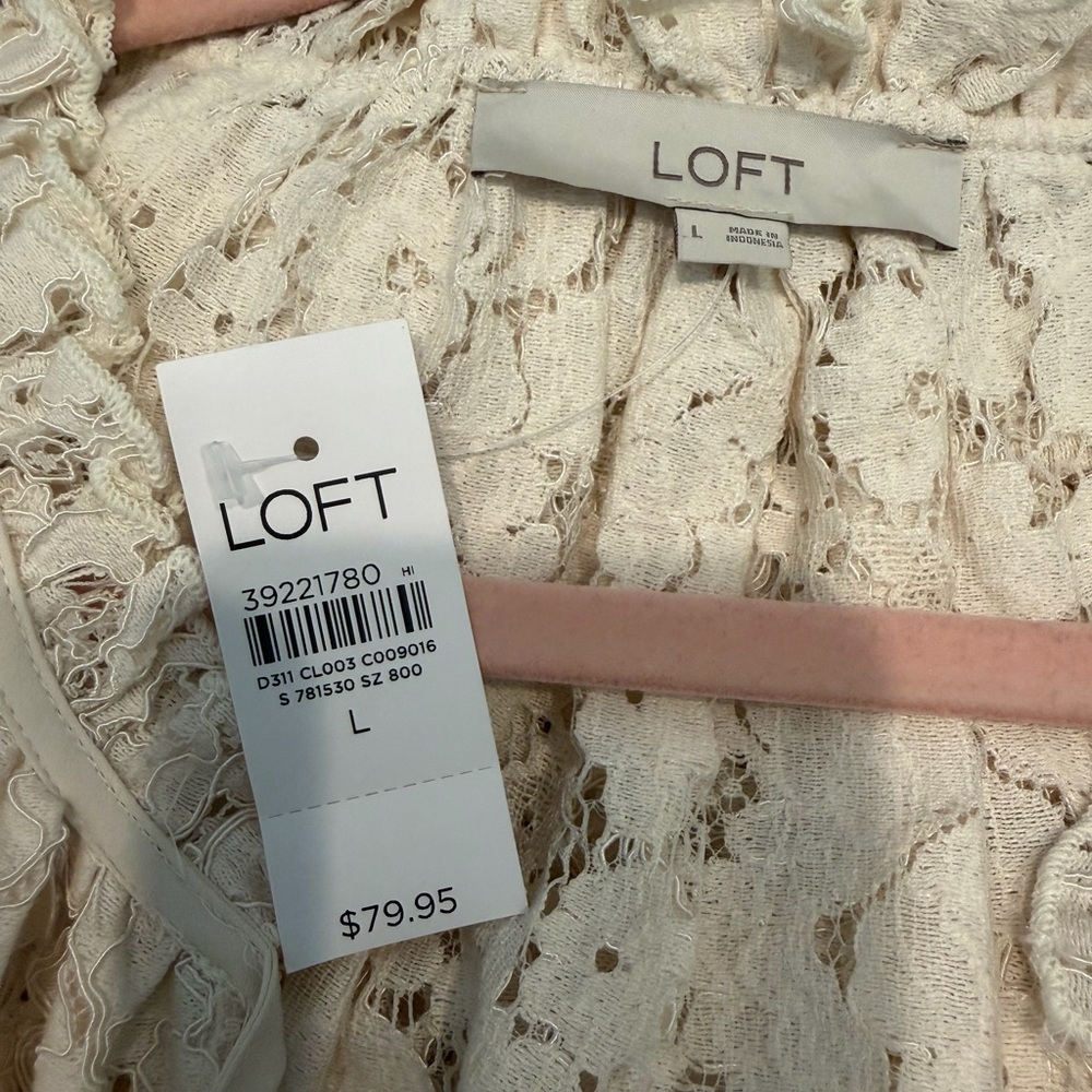 LOFT Cream Lace Ruffle Blouse - Picture 4 of 6